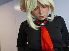 Adorable cosplay chick in a wig gets an intense anal pounding