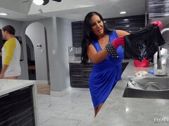 A housewife with massive naturals gets pounded in the kitchen