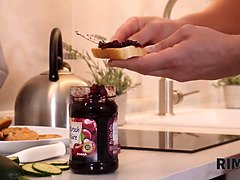 Rim4k. anilingus by the cutie and porn with husband take place in the kitchen