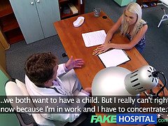Karol Lilien demands her fakehospital doctor to fill her up in the office