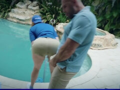 Busty redhead w big ass Lauren Phillips - PAWG Pool Girl in anal hardcore with cumshot outdoors by the pool