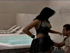 美女, 黒人, 黒人, なめる, プール