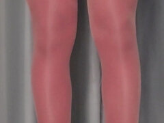 Sissykanisa's Lingerie Collection Ep20 Part2: Red Shiny Stocking with Pantyhose on Top