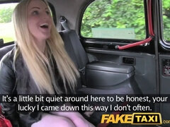 Watch blonde bombshell GF Georgie Lyall get her tits sucked in a fake taxi and get a hot creampie