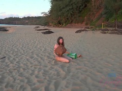 Playa, Mamada, Morena, Novia, Gafas, Pov, Coño, Fumando