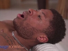 Hailey Queen's Intimate Massage Room Handjob with Big Black Cock