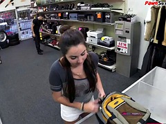 PS busty babe ass fucked in pawnshop after BJ