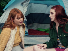 Lacy Lennon and Aria Carson enjoy the advantages of being alone in the woods
