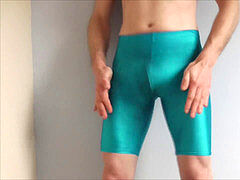 greased up bum in tight lycra then rip through for explosive jizm