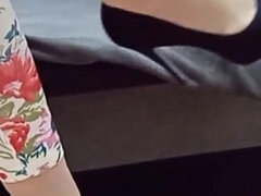 Crossdresser Dangling in Sexy Black Suede Pointed Toe Pltform High Heels Pumps