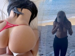 Amateur, Cul, Plage, Gros seins, Queue, Fait maison, Fille latino, Public