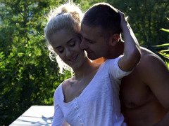 A gorgeous blonde opens up her ass and moreover gets it filled with cum