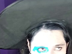 Crazy witch DaniTheCutie fucks herself on Halloween night