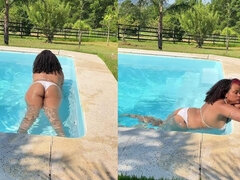 Amatéři, Bbw, Velký zadek, Bikini, Černé, Prdění, Bazén, Kouření