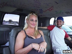 Stunning blonde chick with big bottom Paris Knight fucks in the van