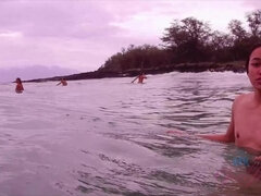 Strand, Blottande, Flickvän, Naken, Orgasm, Utomhus, Pov, Sprutande