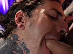 Tattooed crossdresser enjoys a mesmerizing blowjob with her sub lover
