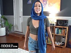 Dania Vega's tight hijab skills taught by stepbro Donnie Rock while hijabing him