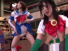 Japanese cosplay teens rimmed and licked out