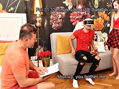 DADDY4K. Cutie has sex with mature guy while boyfriend has VR fun