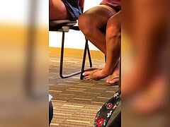 cool college Athlete spin Flops and Shoeplay in Class