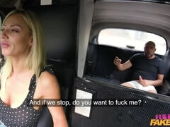 Busty blonde takes cock to pay fare