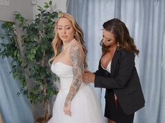 Big-boobied bride has lesbian sex with sales representative
