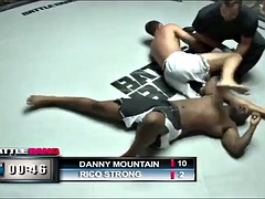 Stacy Adams jumps on the winners cock in the MMA cage and swallows his cum