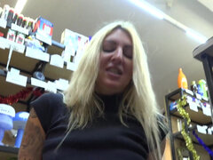 Sex in a shop with a blonde saleswoman