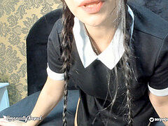Wednesday Addams Joi Portugues, English and Spanish, internal ejaculation - thick boobs