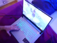 My sister played Dota 2. For this I played with her holes and cum in a tight pussy