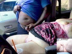 Horny MILF with huge tits caught masturbating in public, receives a big cumload from a black guy on SSBBW's wet pussy