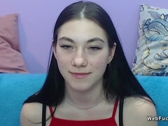 Brunette amateur teen stripping off on webcam