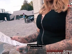 Tattooed curvy german Teen with big boobs picked up