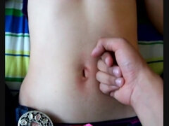 Tormenting the Belly Button of my tiny Nephew while he Wanked