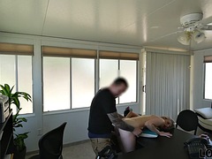 LOAN4K. Blue eyed girl gets fucked on the desk because she needs money
