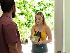 Busty neighbor Blake Blossom finally rides Brads big cock