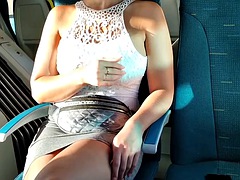 She walks around with her sweaty tits. I travel by train and masturbate in public