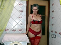Hot housewife Lukerya from a gray-haired grandmother turns into an charming sexy mature dame, demonstrating the beauty