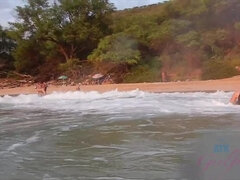 Amateur, Plage, Doigter, Petite amie, De plein air, Pov, Rasée, Fumer