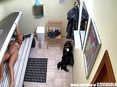 Blonde Big Tits MILF Tannning her Body in Solarium