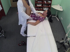 Attractive young lady Lollipop Khan orgasms with doctor's help