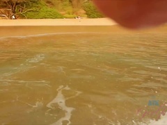 Amateur, Plage, Noire, Doigter, Petite amie, Pov, Rasée, Maigrichonne