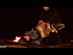 Real anal virgin gets tied up in the desert at night for anal and ass to mouth fingering and rough rowing - over here Brooke Johnson