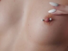 Pierced Nipples Tattooed Blonde Chick Strips and Masturbates