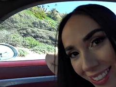 Car ride that allowed Gaby Oretga to play with her pussy and give a road point of view