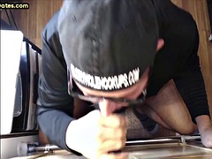 Glory hole blowjob IR amateur dilf without a condom to cum in mouth