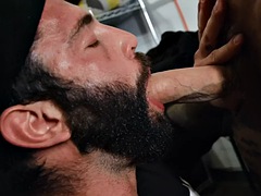 Dominant tattooed hunk with BBC bareback fucks his hairy tattooed boyfriend