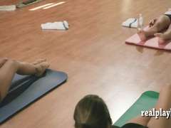 Hot trainer Khloe Terae teaches predominant yoga while nude