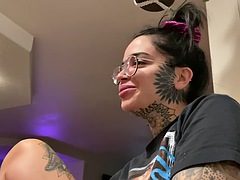 Busty tattooed lesbian licks girlfriends pussy in passionate dyke sex